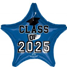 Class of 2025, School Spirit Blue • Standard Size 18" Mylar Helium Balloon