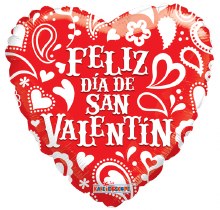 Feliz Día de San Valentín, Forma De Corozón Rojo • Globo de Helio Mylar de Tamaño Estándar 18in.