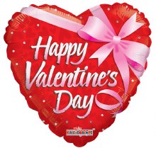 Happy Valentine's Day, Red Heart Shape Chocolate Box • Standard Size 18in. Mylar Helium Balloon