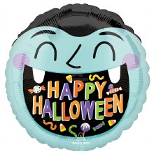 Monster Face, Happy Halloween Round • Standard Size 18" Mylar Helium Balloon