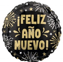 Feliz Año Nuevo, Fuegos Artificiales • Standard Size 18" Mylar Helium Balloon