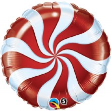 Candy Swirl, Red • Standard Size 18in. Mylar Helium Balloon