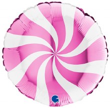 Candy Swirl, Pink • Standard Size 18in. Mylar Helium Balloon