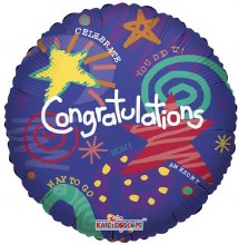 Congratulations, Festive Doodles • Standard Size 18in. Mylar Helium Balloon