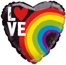 Love, Rainbow Heart • Standard Size 18" Mylar Helium Balloon