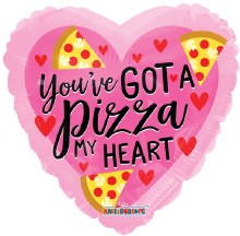 Pizza My Heart Shape • Standard 18in. Mylar Helium Balloon