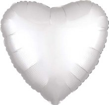 White SATIN Heart ~ 17"