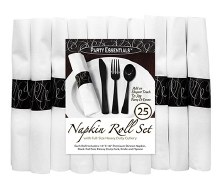 Rolled Cutlery w/ Ring Black