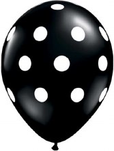 Polka Dots, Black • 11in. Latex Helium Balloon