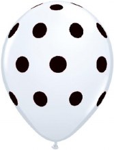 Latex 11" Polka Dot Wht w/Blk