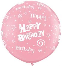 30in. Happy Birthday Mega Jumbo Latex Helium Balloon • Pink, Light