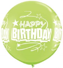 30in. Happy Birthday Mega Jumbo Latex Helium Balloon • Green, Lime