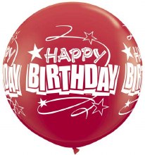 30in. Happy Birthday Mega Jumbo Latex Helium Balloon • Red