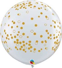 30" Confetti Dots Print on Crystal Clear Latex Helium Balloon (ONLY FLOAT 1 DAY)