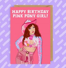 Chappel Roan Pink Pony Girl Happy Birthday Card • BLANK INSIDE