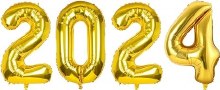 AIRFILL DIY 16" MINI 2024 NUMBER BALLOONS (NO HELIUM - COMES UNINFLATED w/ STRAW)