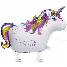 Unicorn, Walking Buddy • Jr. Jumbo Mylar Walking Helium Balloon