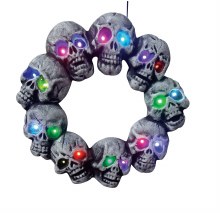 Wreath Skulls Light-Up 17.5in