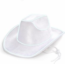 Hat Cowboy White LED Lite Up