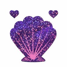 Pasties Shell Single w 2 Hearts Purple Mermaid