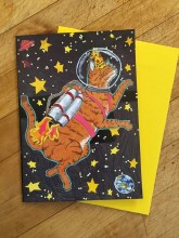 Astro Cat Happy Birthday Card