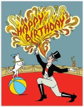 Circus Fire Breather Happy Birthday Card