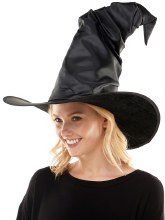 Hat Witch Tall Faux Leather Bk