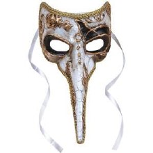Mask Long Nose White/Gold