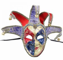 Venetian Jester Mask Black/Gold/Red