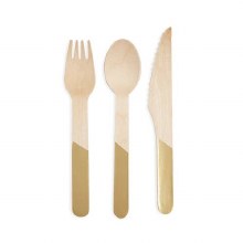 Bamboo Utensils w/ Gold 24pk