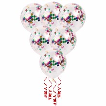 11" Confetti Foil Multi Latex Helium Balloon Bundle of 6 (ONLY FLOATS ONE DAY)