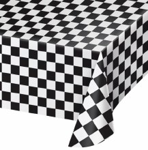 Checkered B/W Plstc Tablecover