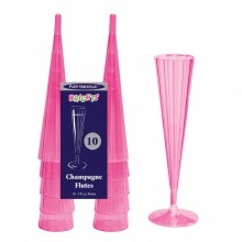Champagne Flutes Pink 10ct. Plastic