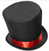Top Hat Black with Red Ribbon