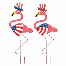 Flamingo Patriotic Yard Stake