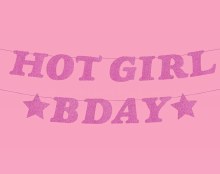 Hot Girl Bday Banner Pink