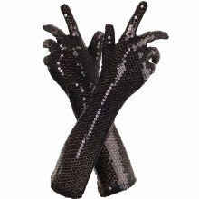 Gloves Long Sequin Black