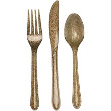 Gold Glitter Cutlery Set