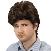Wavy Brown Hair Men's Wig