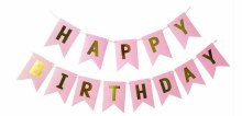 Happy Birthday Banner Pnk/Gld