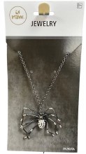 Necklace Blk Spider Rhinestone