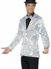 Jacket Sequin Mens Silver Lg