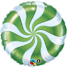 Candy Swirl, Green • Standard Size 18in. Mylar Helium Balloon