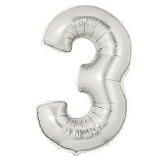 Jumbo 40in. Number Mylar ~ Silver 3