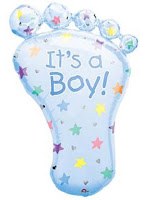 Jumbo Baby Foot It's a Boy Blue Mylar ~ 32"