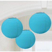 Paper Lanterns Turquoise 3pk