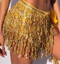 Sequin Fringe Skirt Gold OS