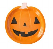 Pumpkin Shaped Paper Plates 9"