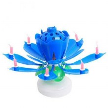 Spinning Flower Candle - Blue