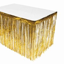 Tableskirt Fringe Foil Gold